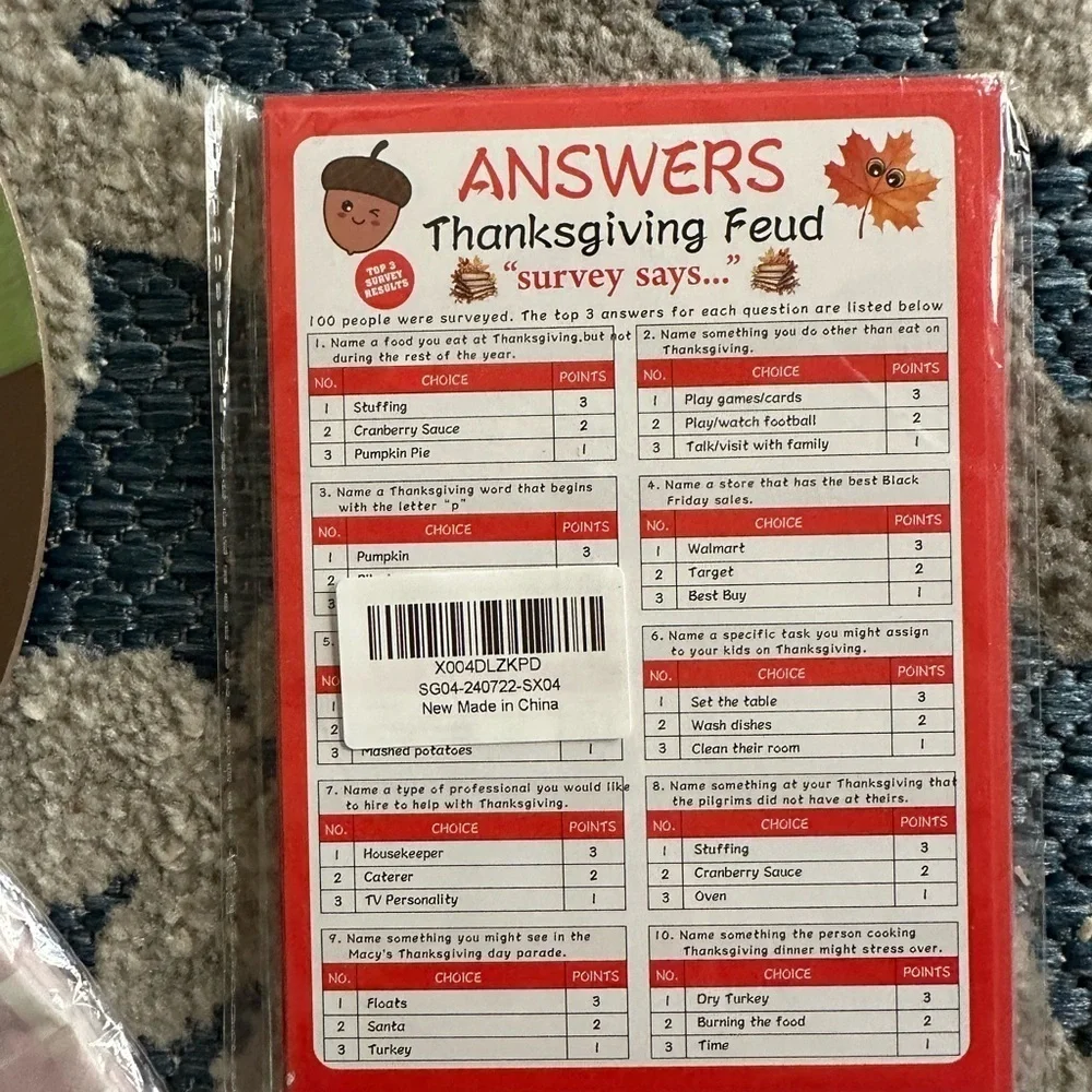Thanksgiving Bundle Of 3 Wall Decor Napkins Games Brand New